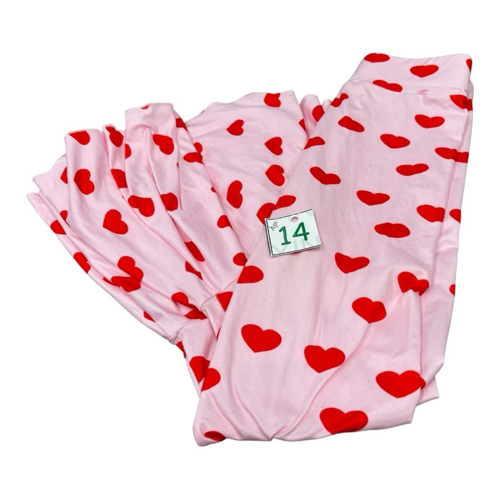 Heart Patterned Pink Kids Bell Bottoms Size 12 Pants - Picture 2 of 6